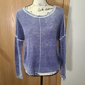 Elliott Lauren Acid Wash Long Sleeve Burnout Raglan Sleeve Top